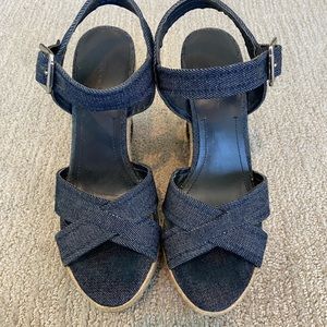 BCBGeneration Denim & Espadrille Wedge Sandal